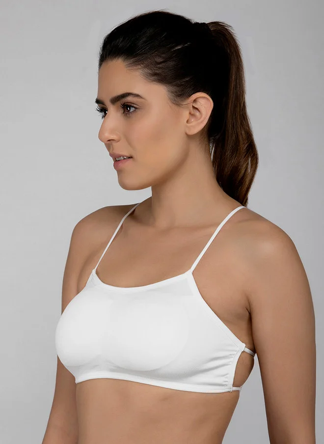 Laceandme Laceandme White Solid Non-Wired Lightly Padded Bralette Bra 4526